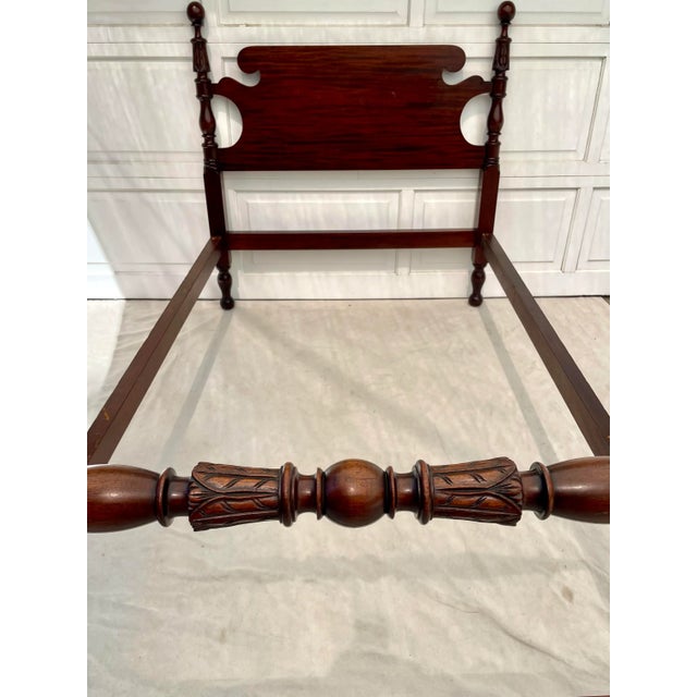 Antique European Small Double Sheraton Mahogany Bedframe For Sale - Image 4 of 11