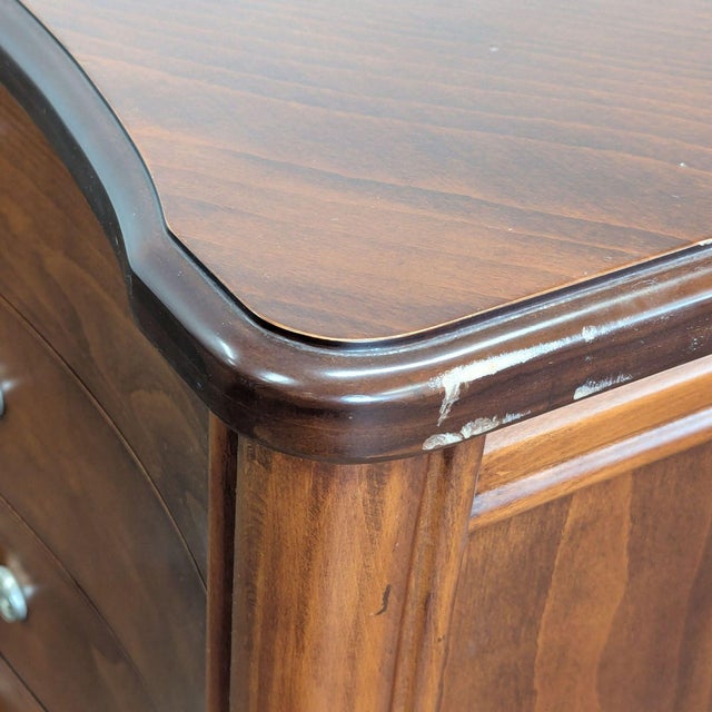 Vintage 8-Drawer Curved Front Wooden Dresser With Elegant Handles For Sale - Image 13 of 17