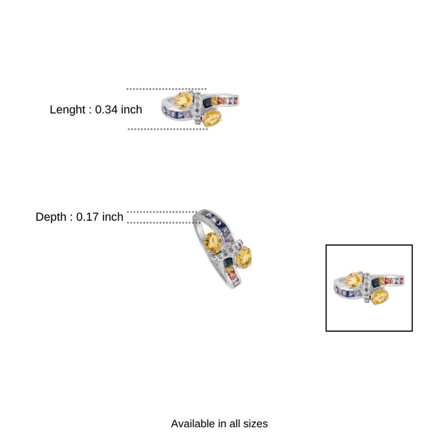 Stunning Natural Multi Sapphire 925 Silver Ring With Diamond Accents - Size 6 For Sale - Image 9 of 10