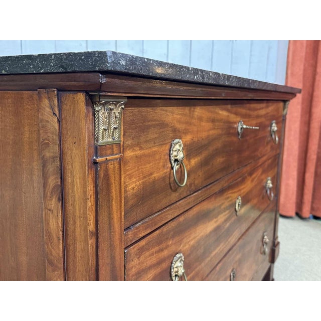 19th Century Empire Mahogany Chest of Drawers with a Marble Top For Sale - Image 9 of 18