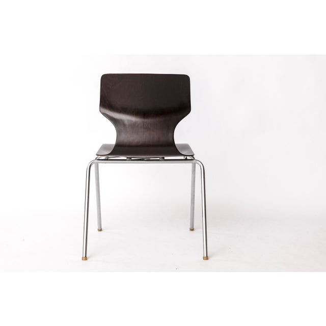 Wood Vintage German Flötotto Pagwood Chairs in Chrome and Plywood, 1980s, Set of 6 For Sale - Image 7 of 11