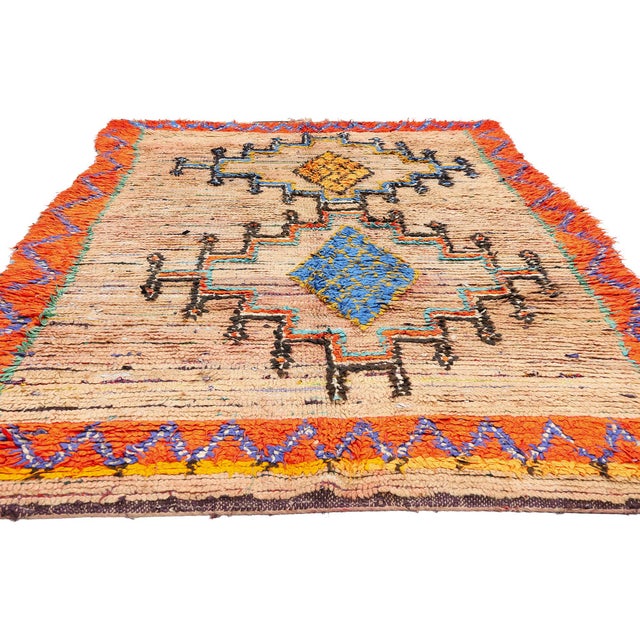 Tribal Vintage Azilal Boucherouite Moroccan Rug, 05'00 X 08'04 For Sale - Image 3 of 10