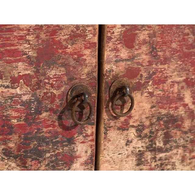 Wood Antique Oriental Cabinet with Red Patina, 1900 For Sale - Image 7 of 18