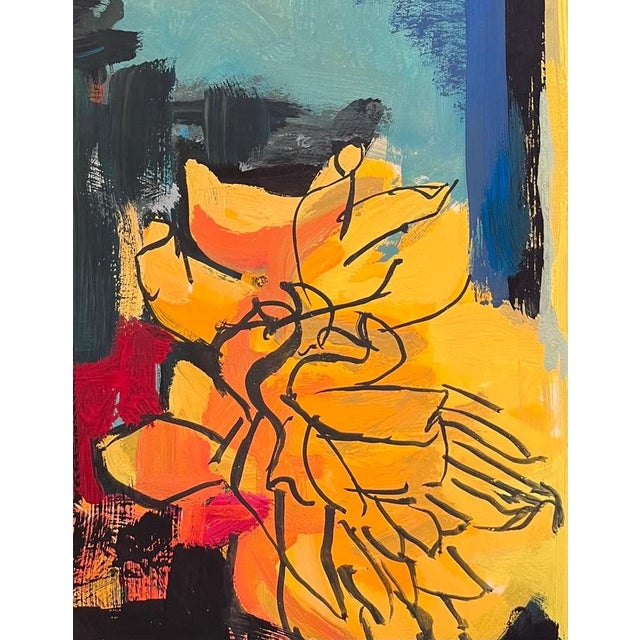 Frank Chabry, Yellow Flowers, Oil on Canvas / Paper For Sale - Image 4 of 10