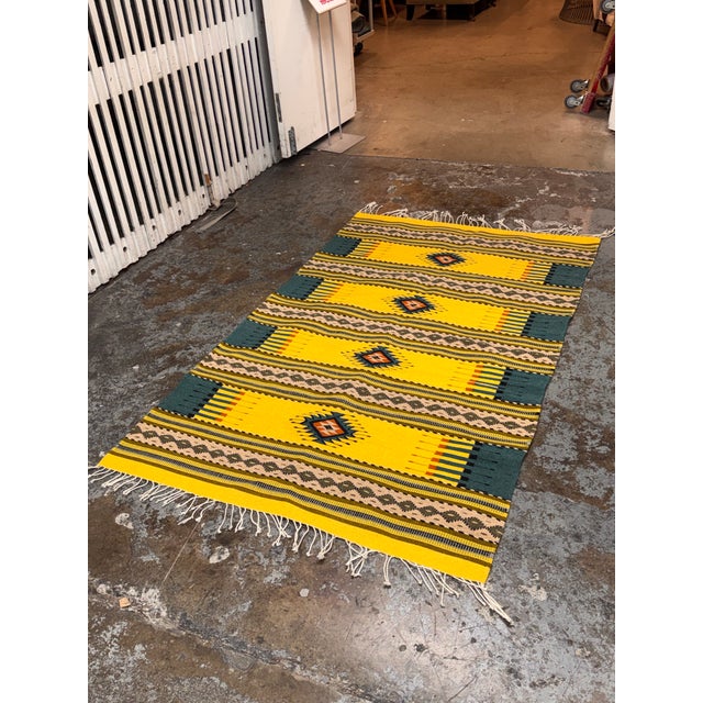 Traditional 4ft 2in × 7ft 6in Zapotec Style Geometric Area Rug For Sale - Image 3 of 12