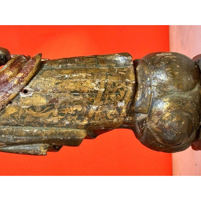 Wood Our Lady of the Rosary with Child in Polychrome Wood For Sale - Image 7 of 14