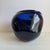 Vintage Blue Art Glass Vase Organic Bowl XL Center Piece Red Green Swirl For Sale - Image 9 of 11
