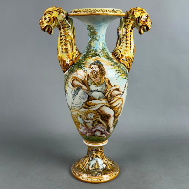 Large Vintage Albisola Vase with Majolica Feline Handles, 1960s For Sale - Image 11 of 11