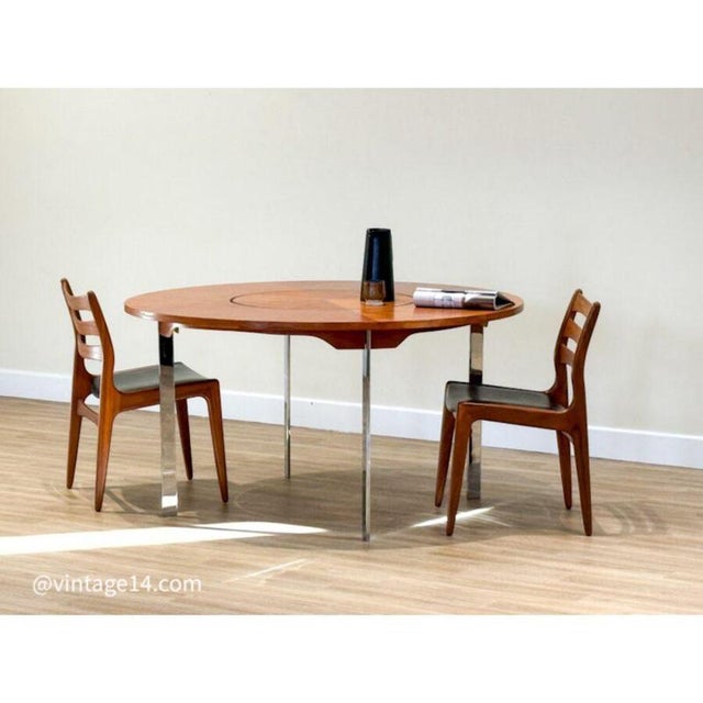 Brown Dining Table with Lazy Susan from Merrow Associates, 1960 For Sale - Image 8 of 8