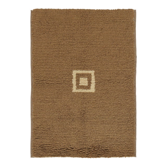 Vintage Tulu Shag Rug in Warm Brown With Beige Geometric Medallion - Rug & Kilim For Sale