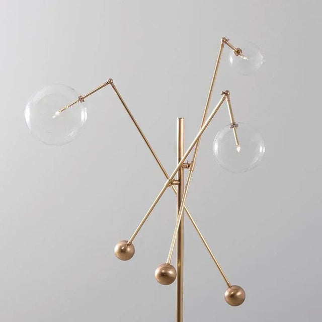 Milan 3 Arms Polished Nickel Floor Lamp by Schwung For Sale - Image 10 of 11