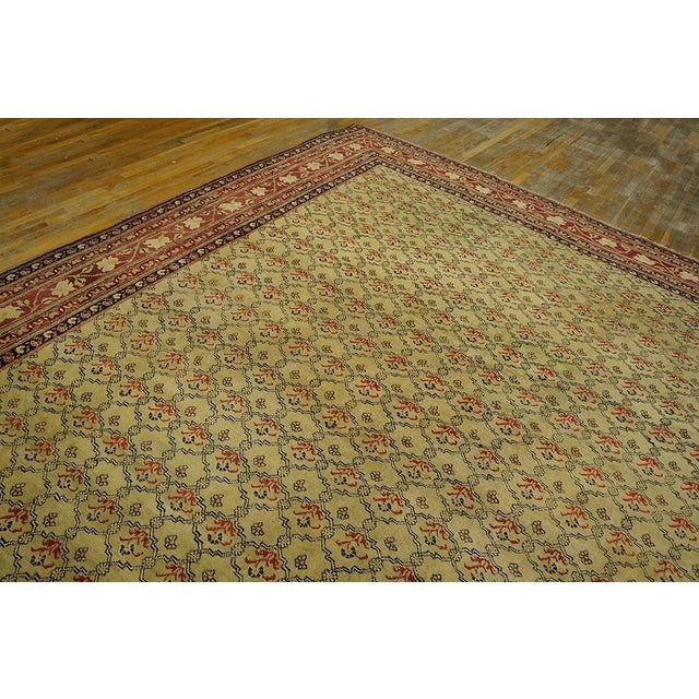 Amazing Ivory Ground & Red Border Allover-Floral Design Antique Indian Agra Rug For Sale - Image 4 of 7