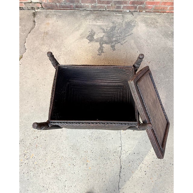 Chic Vintage Maximalist Tribal Rattan Storage Trunk / Japandi Coffee Table With Carved Guardians For Sale - Image 10 of 12