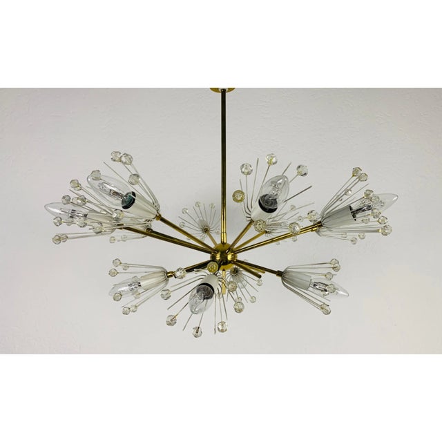 Glass and Brass 'Snowflake' Chandelier by Emil Stejnar for Rupert Nikoll, 1960s - A Pair For Sale - Image 11 of 12