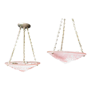 Muller Freres Art Deco Pink Satin Bowls- A Pair of 2