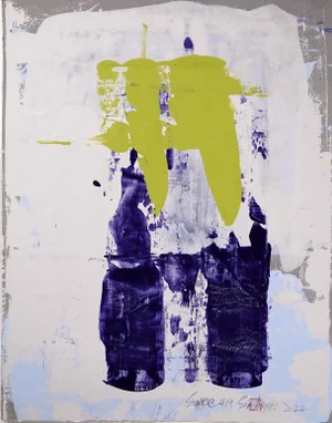 Static 419 Framed Abstract Blue/Green Painting
