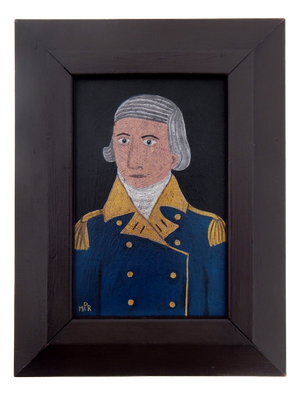 Matt Rix, Naive Style Admiral Portrait, Oil on Board