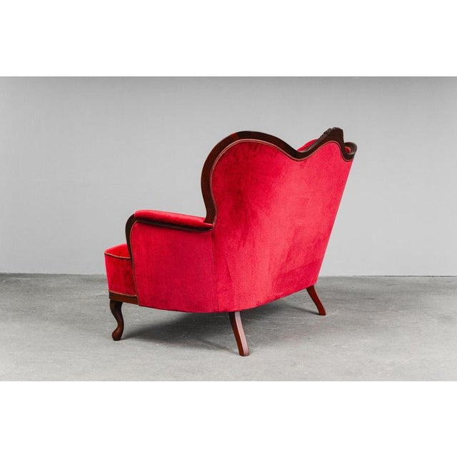 Vintage Baroque-Style Velvet Sofa For Sale - Image 4 of 18