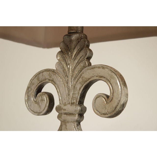 Traditional Pair of Silver Painted Table Lamps For Sale - Image 11 of 18
