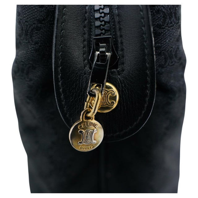 Black Celine Black Leather Macadam Triomphe Top Handle Bag, C. 2002 For Sale - Image 8 of 14