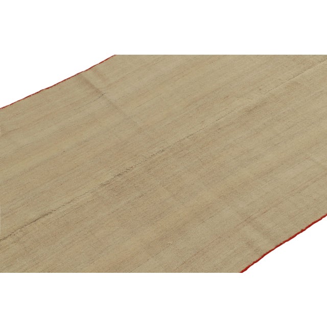Rug & Kilim Vintage Plain Kilim in Beige-Brown Striations, Solid Hues For Sale - Image 4 of 7