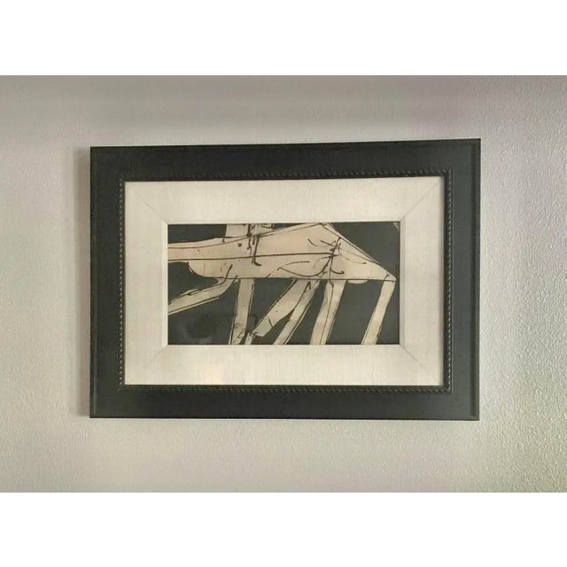 Contemporary Mid-Century 40’s Black & White Abstract Painting, Framed, Signed, 19” X 26” For Sale - Image 3 of 7
