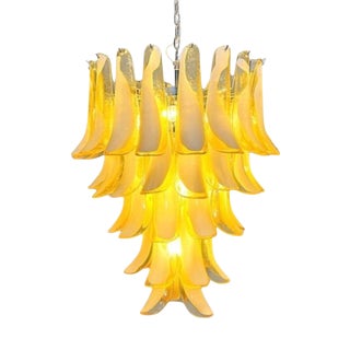 Murano Glass Chandelier with 52 Amber and White Petals from Justfurnituress SRL For Sale