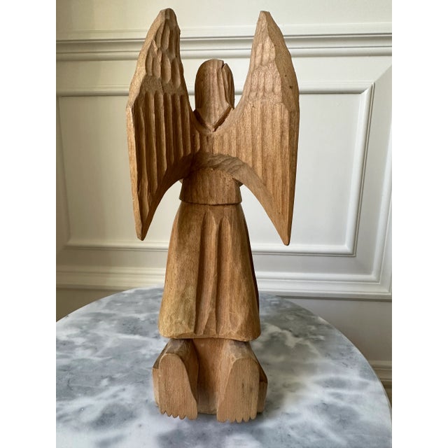 Fantastic vintage handcarved wooden angel. Terrific folk art piece. Rustic and minimalist. Somewhat cubist in nature....