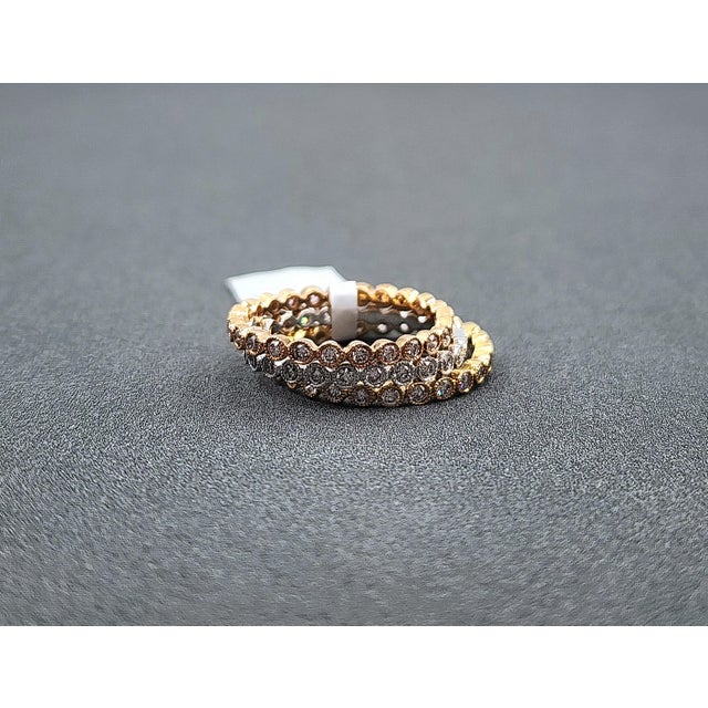 1.32 Ct Diamond Eternity Band Set Yellow Gold, White Gold, & Rose Gold Size 5.5 - 3 Pieces For Sale - Image 4 of 9
