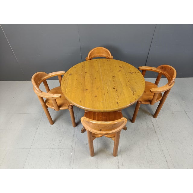 Brown Pine Dining Table and Chairs by Rainer Daumiller for Hirtshals Savvaerk, 1980s, Set of 5 For Sale - Image 8 of 11