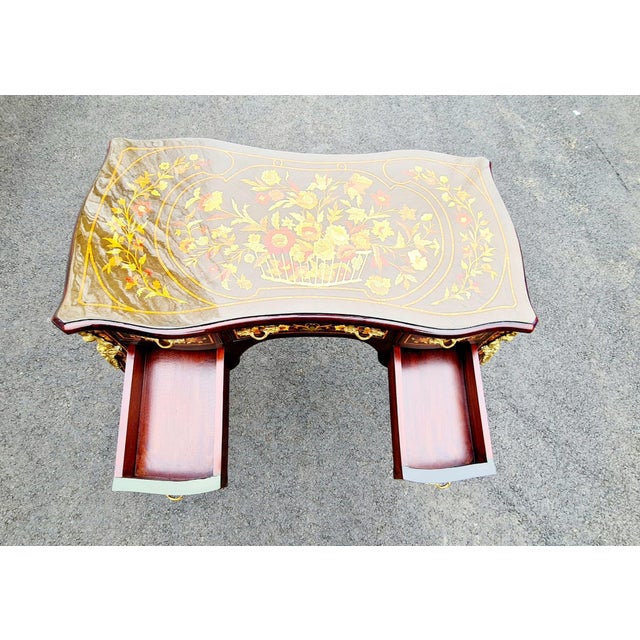 Brown Napoleon III Style Marquetry Brown Writing Desk/Table For Sale - Image 8 of 9