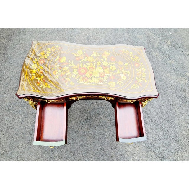 Brown Napoleon III Style Marquetry Brown Writing Desk/Table/Office Desk For Sale - Image 8 of 9