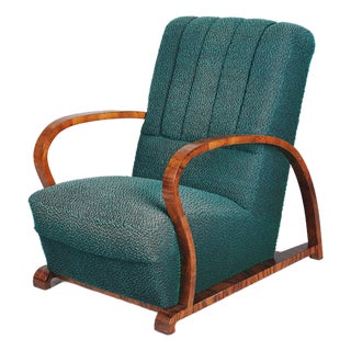 Art Deco Armchair in Walnut and Fabric, Czech, 1920s For Sale