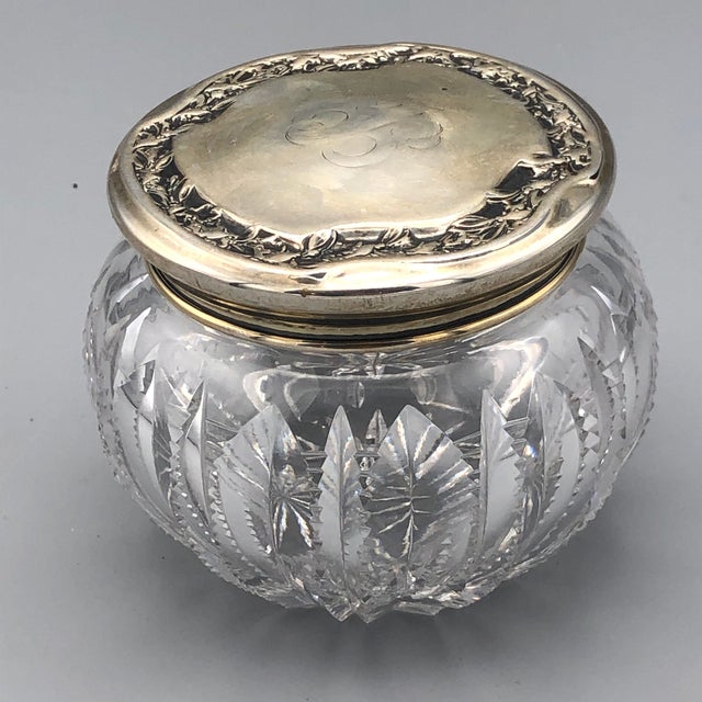 Antique Cut Glass Powder Jar With Sterling Silver Lid Chairish