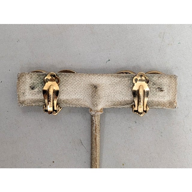 Vintage 1980s Signed Panetta Goldtone & Clear Rhinestone Clip Earrings-2 Pieces For Sale - Image 10 of 11