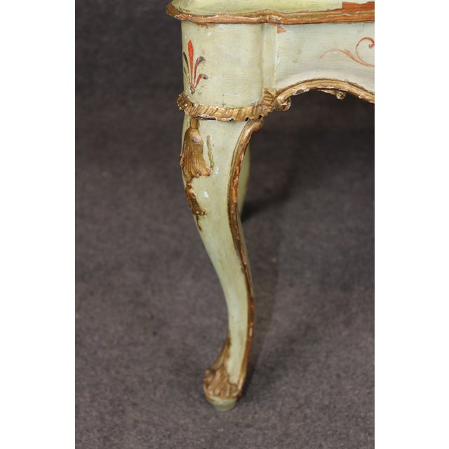 1930s Italian Venetian Distressed Painted Louis XV Style Coffee Table For Sale - Image 5 of 16
