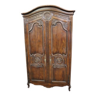 Henredon Four Century Louis XV Style Carved Oak Armoire For Sale