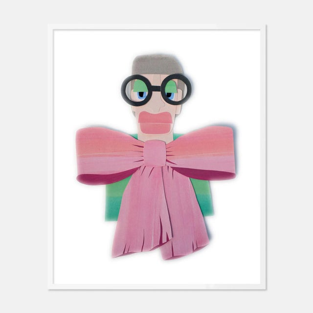 Melvin G. Iris with Big Pink Bow by Melvin G in White Framed Paper, Medium Art Print For Sale - Image 4 of 4