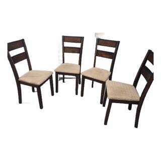 Late 20th Century Set of 4 Wooden Dining Chair With Upholstered Seat For Sale