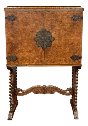 Antique European Iberian Cabinet With Barley Twist Legs