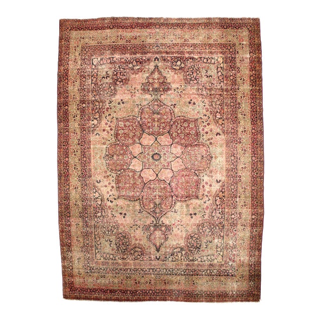 Antique Persian Lavar Kerman Rug 9’0" X 13’3” For Sale