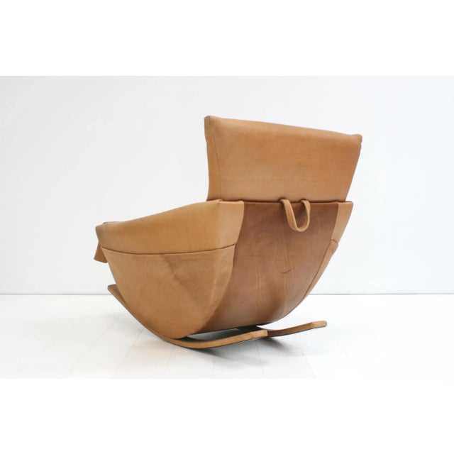 Natural Leather Rocking Chair from de Sede, Switzerland, 1970s For Sale - Image 4 of 13