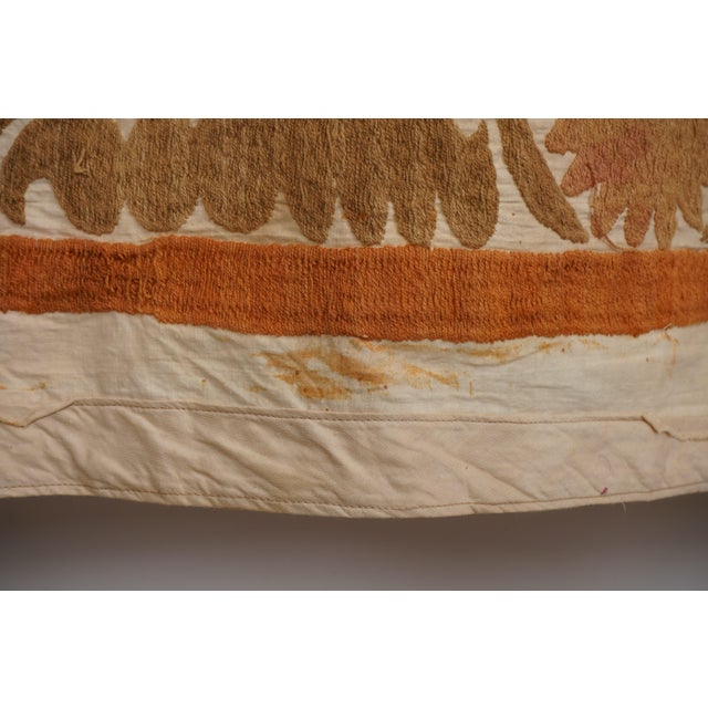 Coffee Rustic Spice Tones Suzani - Uzbek Bedspread 7'5'' X 10'2'' For Sale - Image 8 of 14