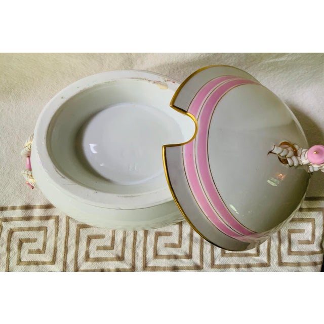 Charles Haviland Limoges Soup Tureen Pink Gilt c.1880s French Antique Porcelain For Sale - Image 11 of 18