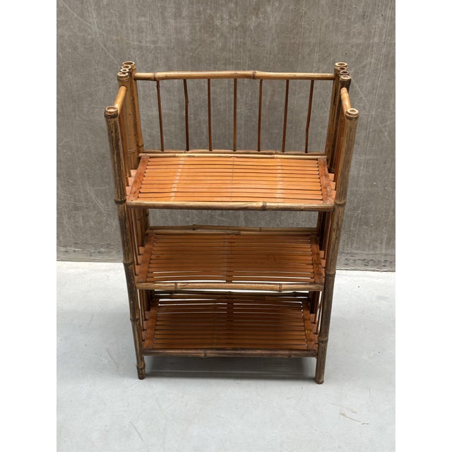 Mid-Century Modern Vintage Boho Chic Folding Rattan and Bamboo Wall Unit, 1960s For Sale - Image 3 of 11
