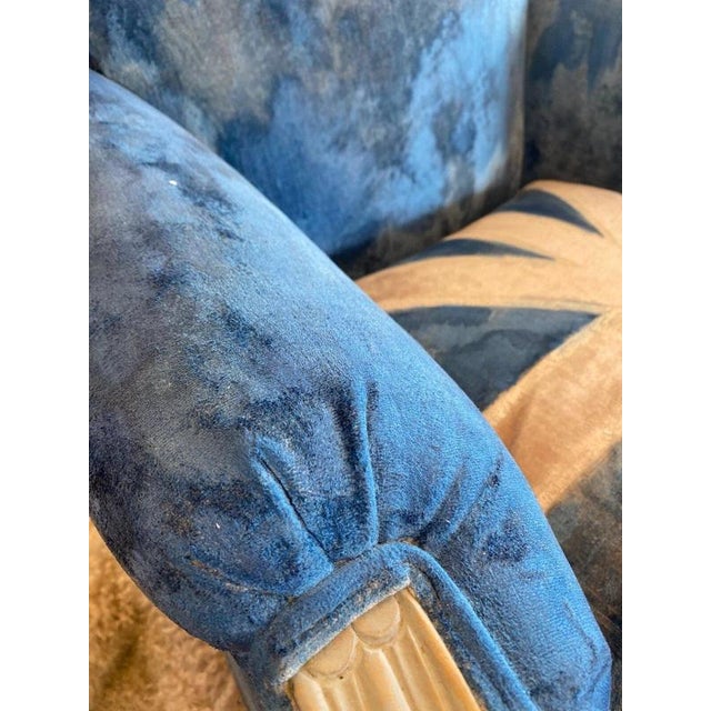 Union Jack Lounge Chair with Carved Frame and Custom Painted Velvet For Sale - Image 16 of 17