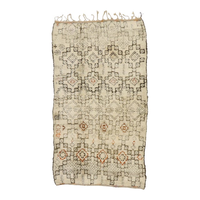 Mid 20th Century Mid 20th Century Vintage Beni Ourain Moroccan Rug 06'05 X 11'00 For Sale