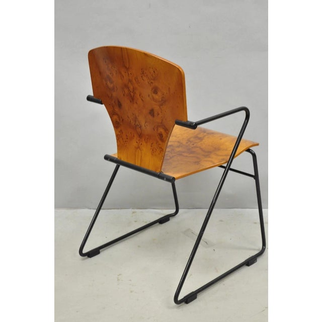 Late 20th Century Josep Mora for Egoa Model 300 Mid Century Modern Burl Wood Arm Chair - Set of 4 For Sale - Image 5 of 18