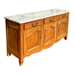 Vintage Italian Bloomingdale’s Marble Top Credenza For Sale