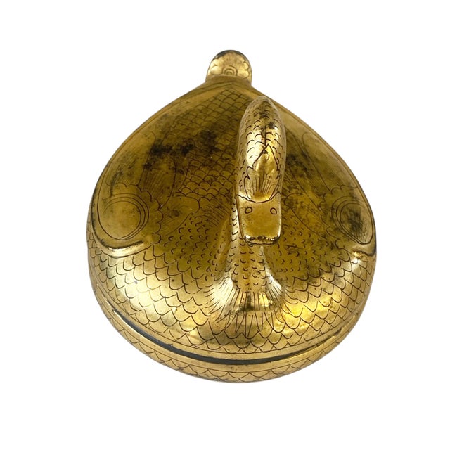 Vintage Burmese Gold Painted Wood Lacquered Duck Trinket Box For Sale In New York - Image 6 of 6